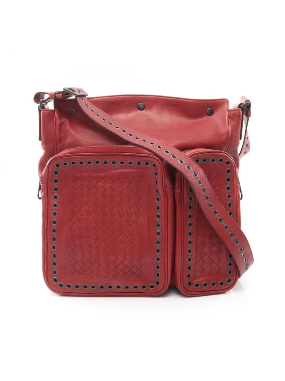 Bottega Veneta Shoulder Bag Intrecciato Red Leather
